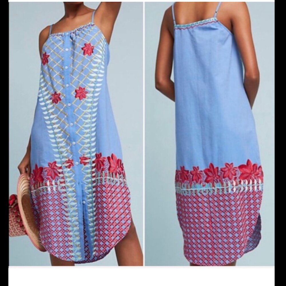 Anthropologie Lilka Palisades Embroidered Midi Dress M